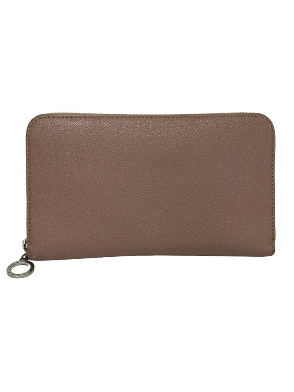 Bvlgari Wallet Pink Beige Zip Around Leather
